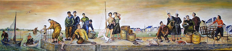 Peinture murale du restaurant "Le Malamock" à l'île Tudy